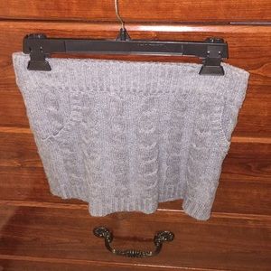 Gray wool knot mini skirt